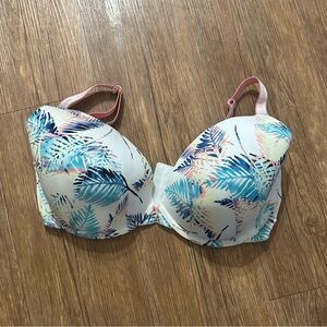 Cacique White and Pink Floral Bra